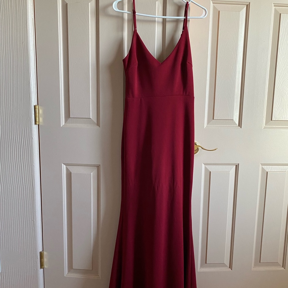Lulu’s Morning Glory Burgundy Formal Maxi Dress Small